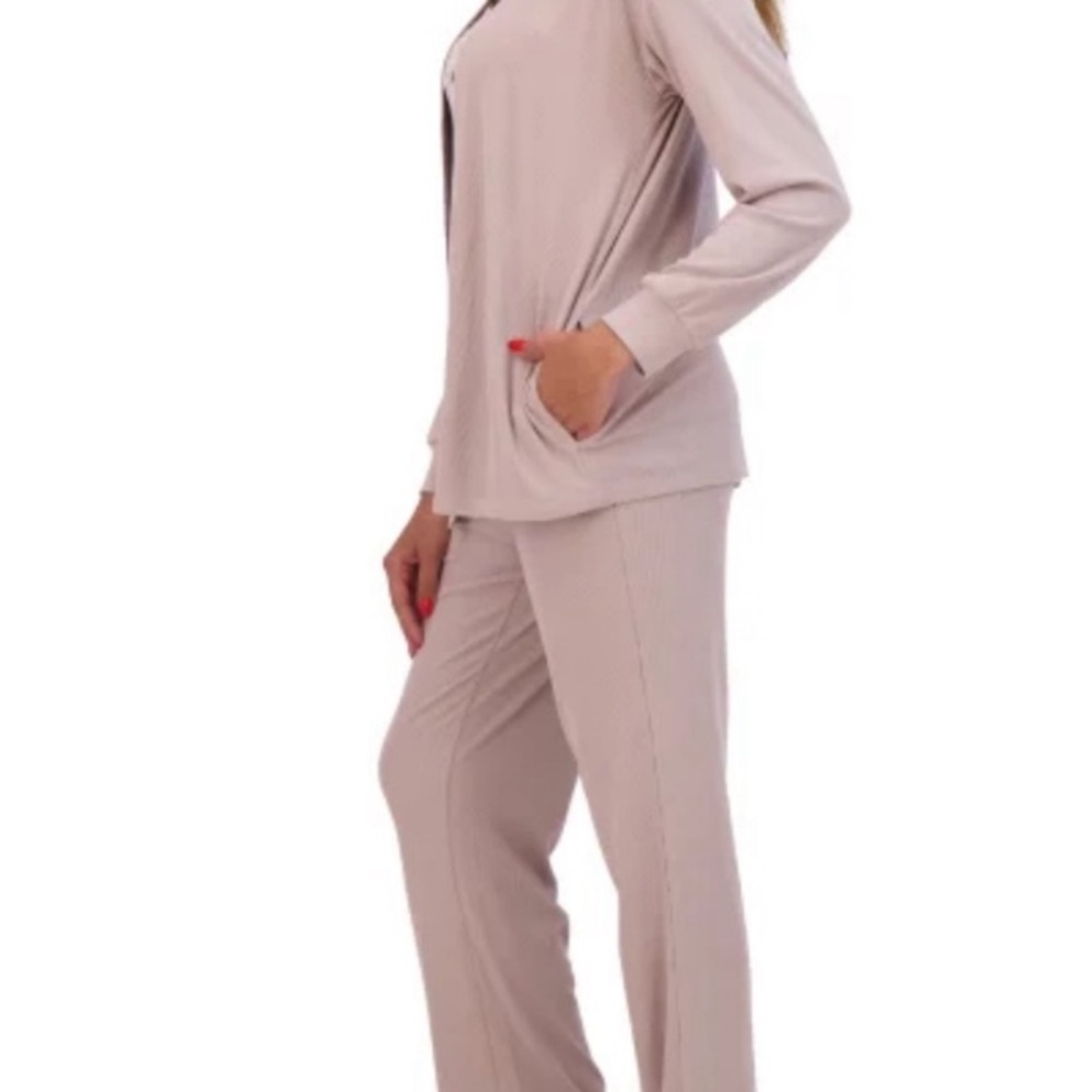 Live 2 Lounge 3 Piece Loungewear Set NWT Cardigan Tank Top Pants Soft & Cooling - Picture 2 of 12